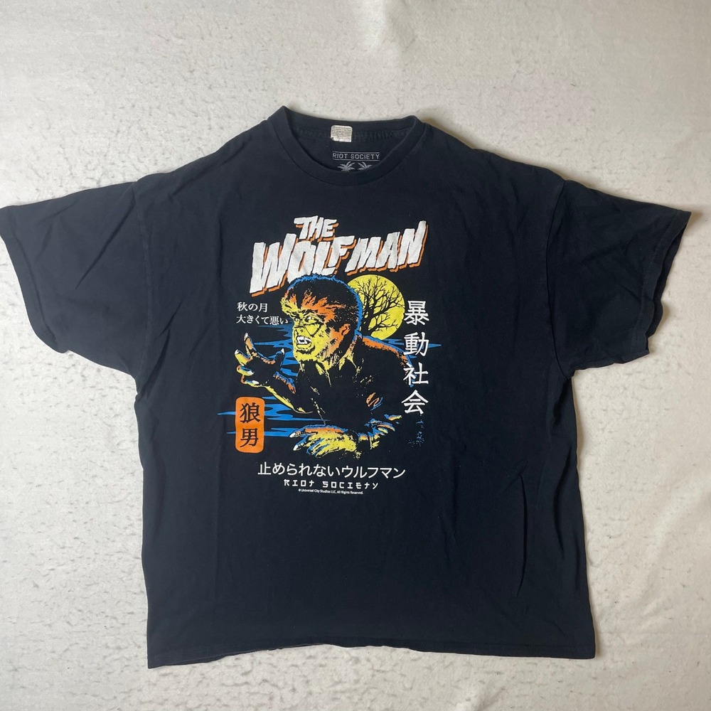Riot Society The Wolfman Graphic T-Shirt Mens XL Black Universal Monsters Horror
